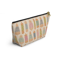 Stamped Leaves Accessory Pouch w T-bottom in Orange